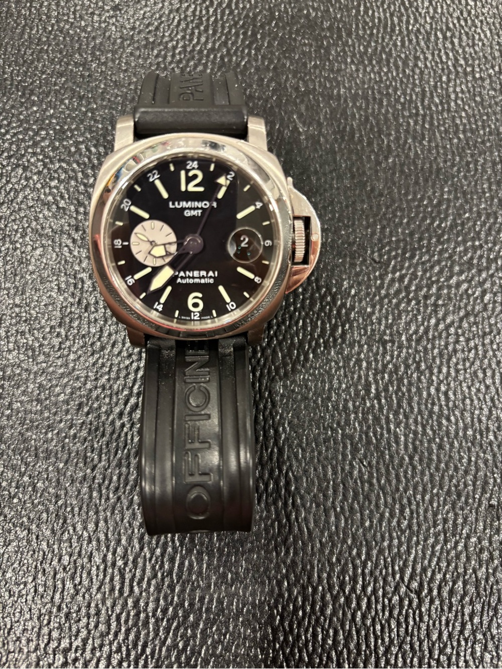 Panerai Luminor GMT Automatic Black and Silver Watch - Authentic PAM00161